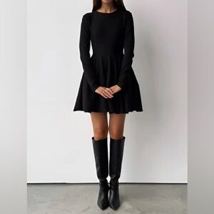 🖤 Tuckernuck LOOK Commense Brand Pleated Sweater Mini Dress Black NWT M